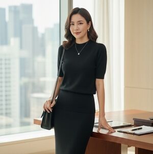 VINTAGE GRAFF Australian Knit Acrylic Short Sleeve Sweater,Black, Women's Small